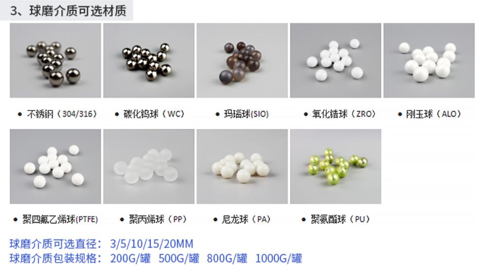 行星式研磨儀球磨介質可選材質